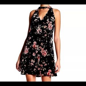 Lush Black Floral Mini Dress